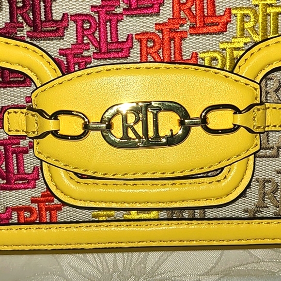 Lauren Ralph Lauren Transition Monogram Multi Yellow Crossbody - Picture 4 of 10